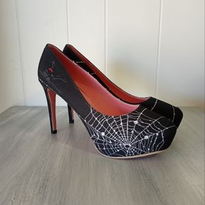 Black Widow Spider Web Goth Witch Platform High Heels Women's Size 9